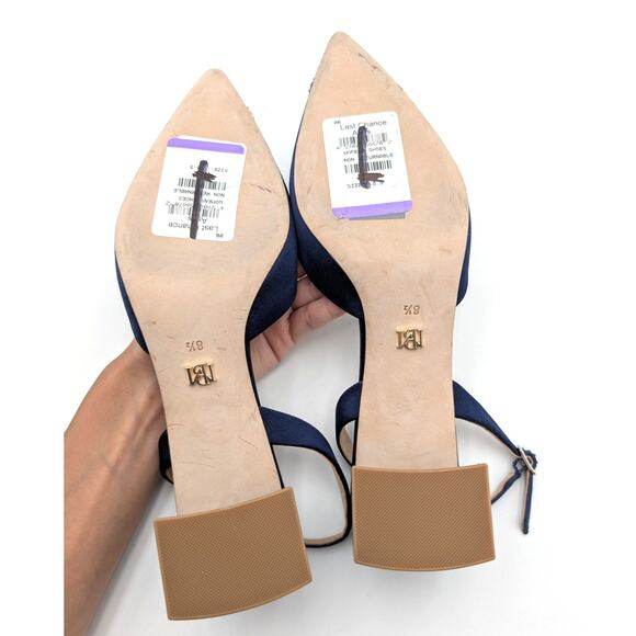 Badgley Mischka Emmie Pointed Toe Slingback Pumps Midnight Size US8.5 EU39 - Picture 7 of 11